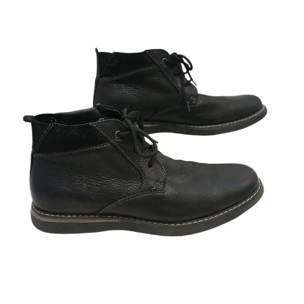 Nunn Bush Bayridge Plain Toe Chukka Boot Sz 10W Black Leather Tumbled‎ 84928-001